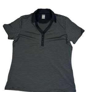 Callaway Opti-Dri Women’s Golf Polo Shirt Black‎ White Stripe Size L
